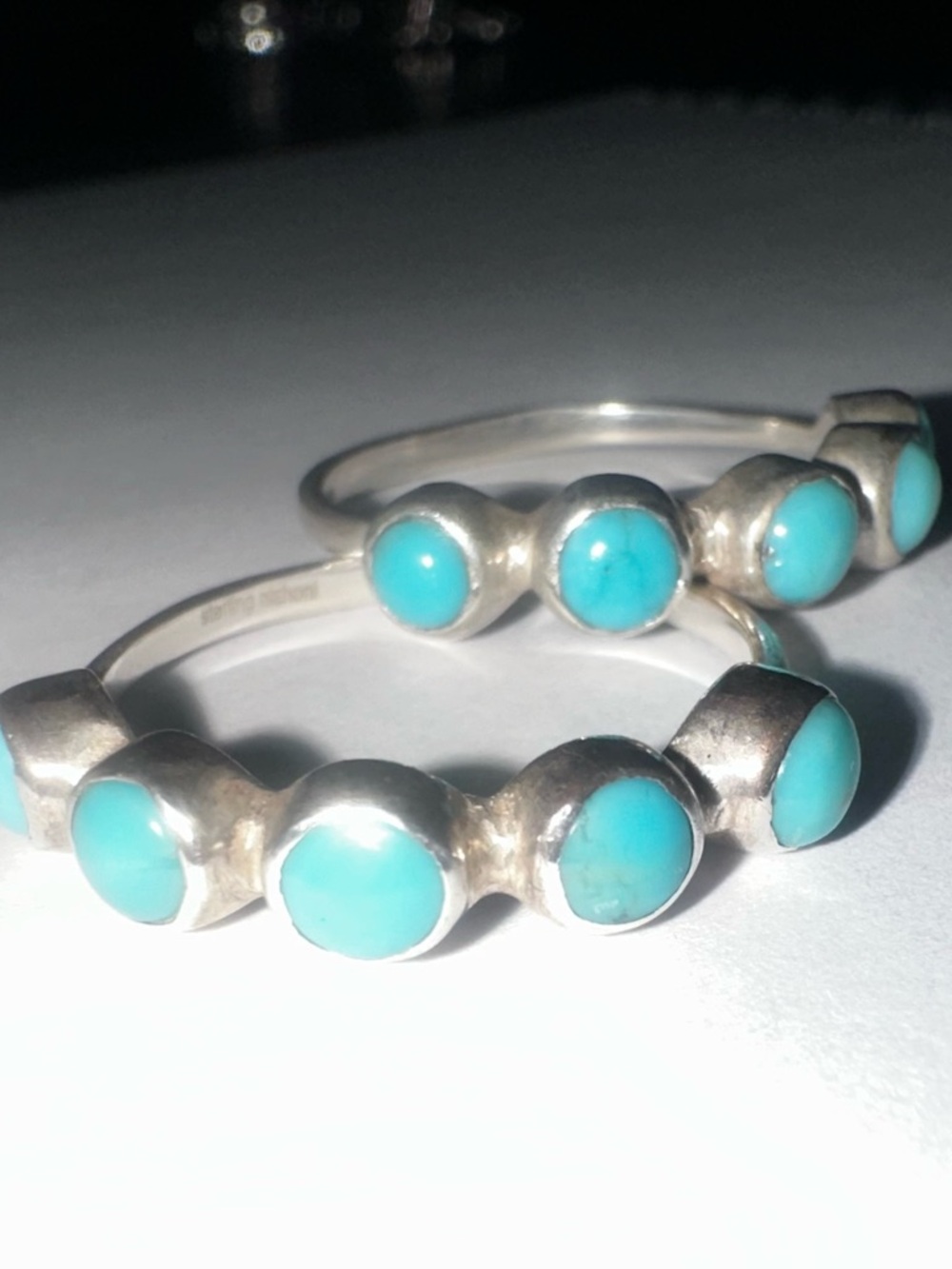Nizhoni Traders Turquoise/Sterling Bands Size 10 Set